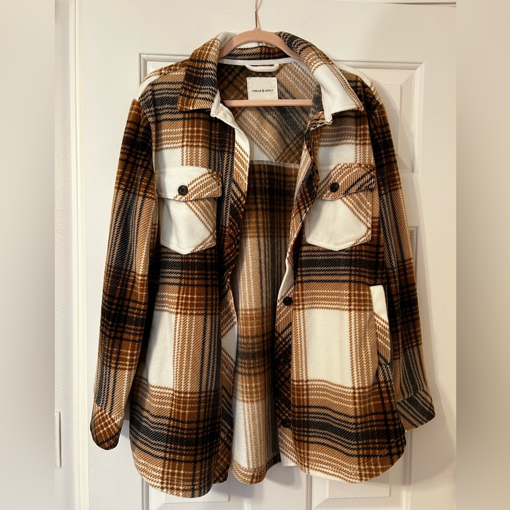 Tan black and white Shacket